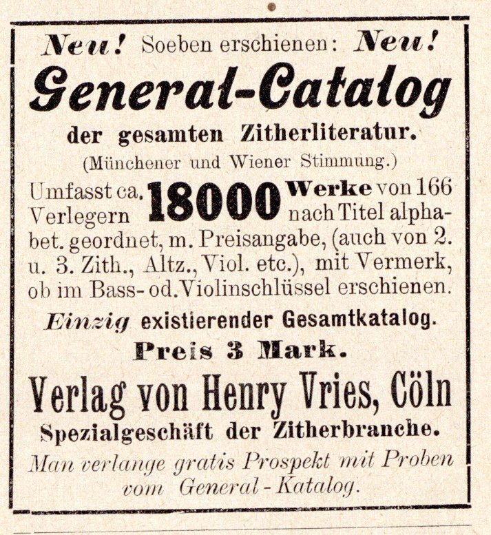 Annonce Generalkatalog 1903